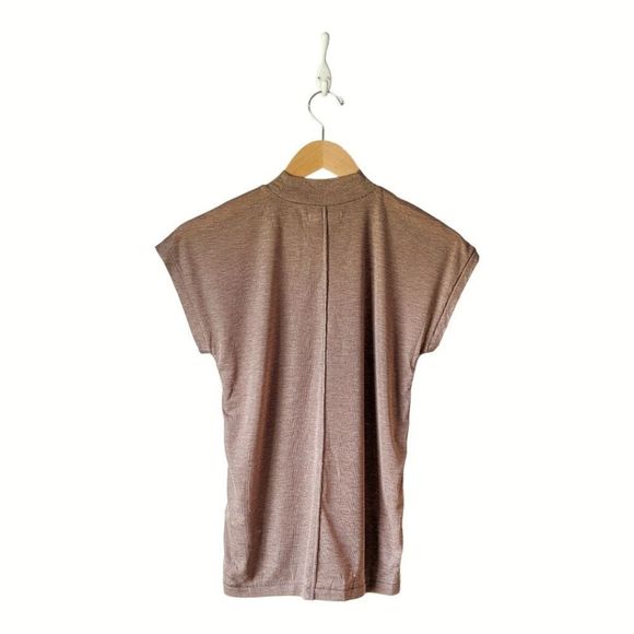 Madewell NWT Sheer Ribbed Mockneck Tee sz S in Heathered Flax - Picture 6 of 10